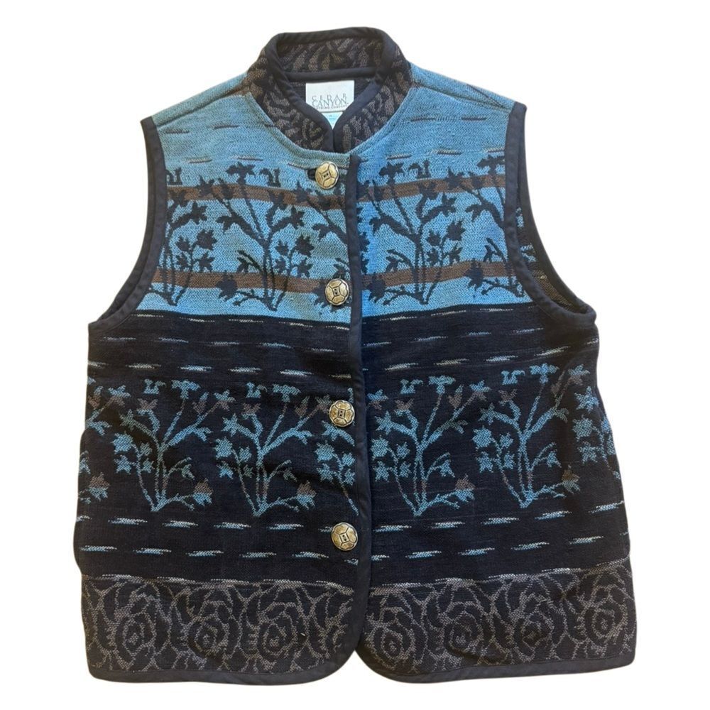 Cedar Canyon Clothing Company 100% Cotton Vintage Jacket Vest Blue Size Medium